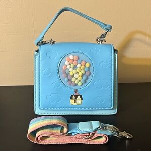 Loungefly Blue Crossbody Bag with Rainbow Strap